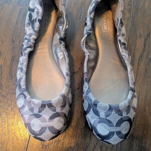 Coach Women's Aly Ballet Flats In Black and Silver Flats